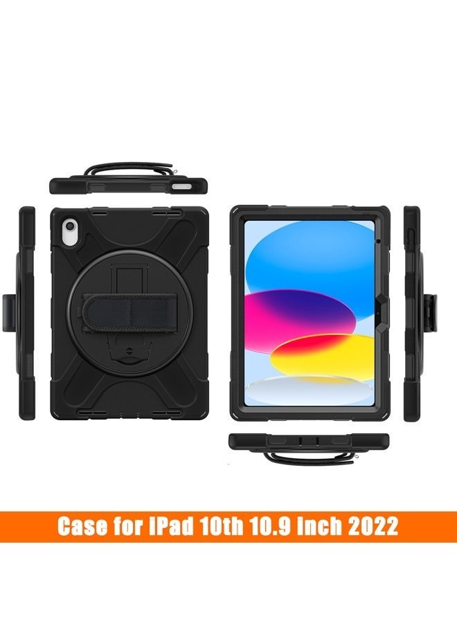 Rock Pow IPad 10th Generation Case 2022 Upgraded Military Grade Heavy Duty Silicone Protector iPad 10th Gen 10.9 inch 2022 Cover Pencil Holder Rotating Stand Handle Shoulder Strap - Image 2