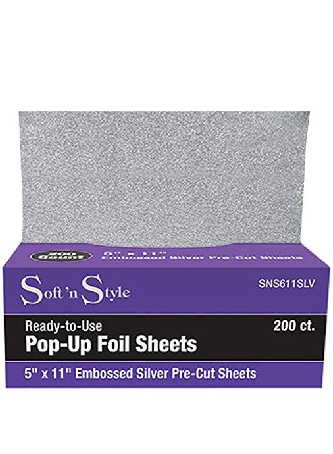 Burmax Soft 'N Style 200 Embossed PopUp Hair Coloring Foil Sheets 5" x11" HCSNS611SLV - Image 1