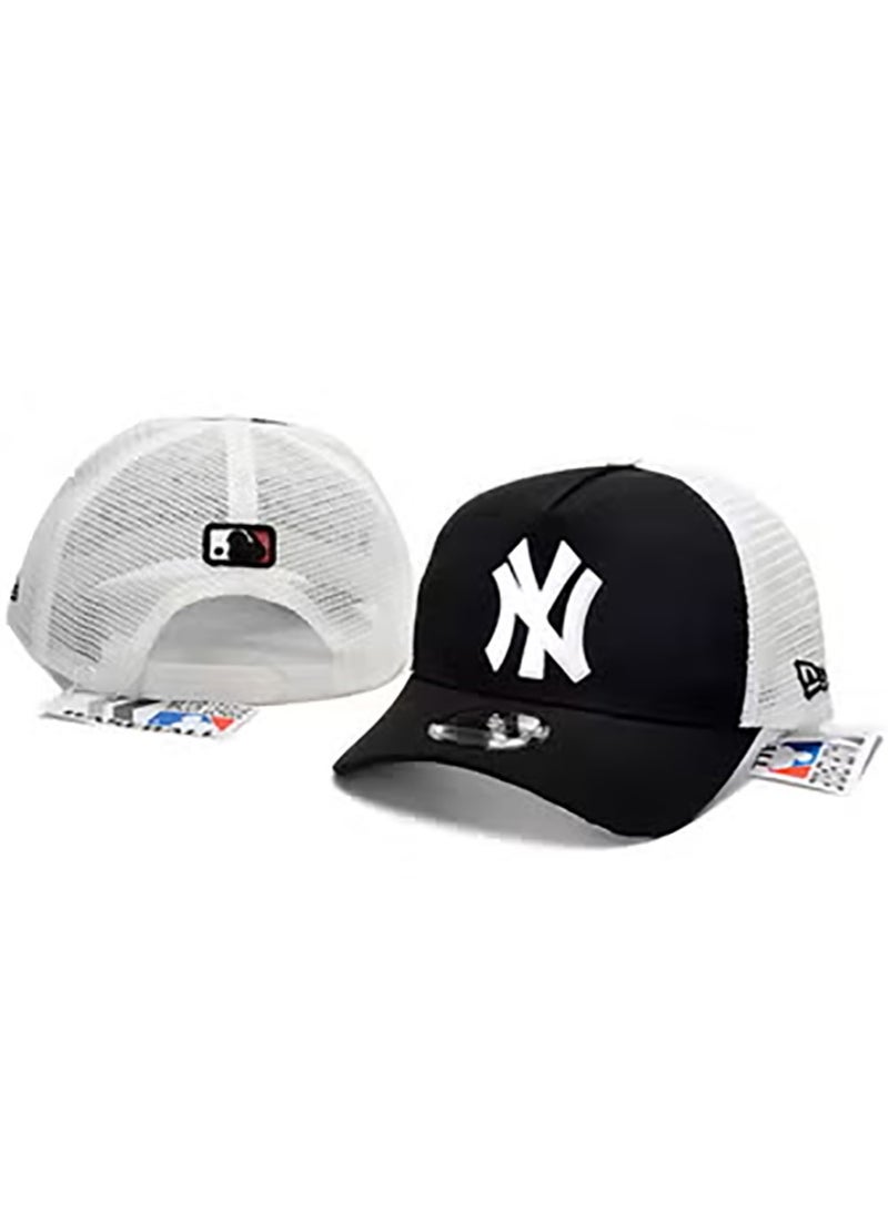 NEW ERA قبعة بيسبول نيو يورك يانكيز من نيو إيرا، شبكة سوداء وبيضاء قابلة للتنفس
