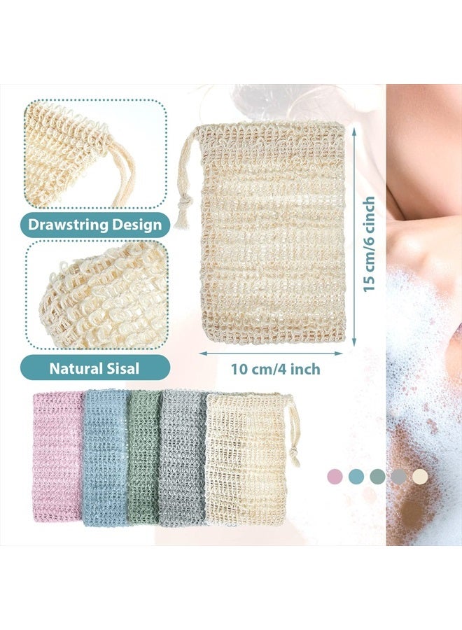 BBTO 5 Pieces Soap Saver Bag Natural Sisal Exfoliating Soap Pouch for Foaming and Drying The Soap Bars Shower Soap Bag (13.5 x 9 cm, Beige) (9 x 14 cm, Fresh Color)  - Image 2