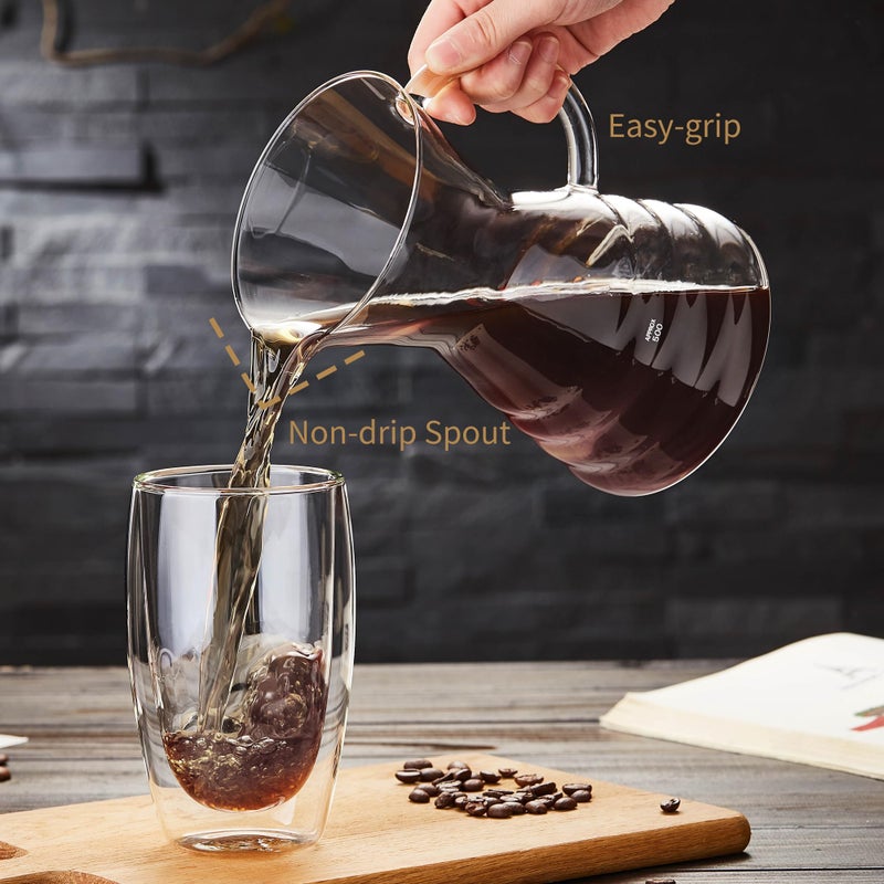 Unbreakable - Pour Over Coffee Maker with Permanent Stainless Filter 27 fl oz, Thickened Heat-Resistant Borosilicate Glass Dripper Coffee Brewer, Stovetop Safe - Image 3