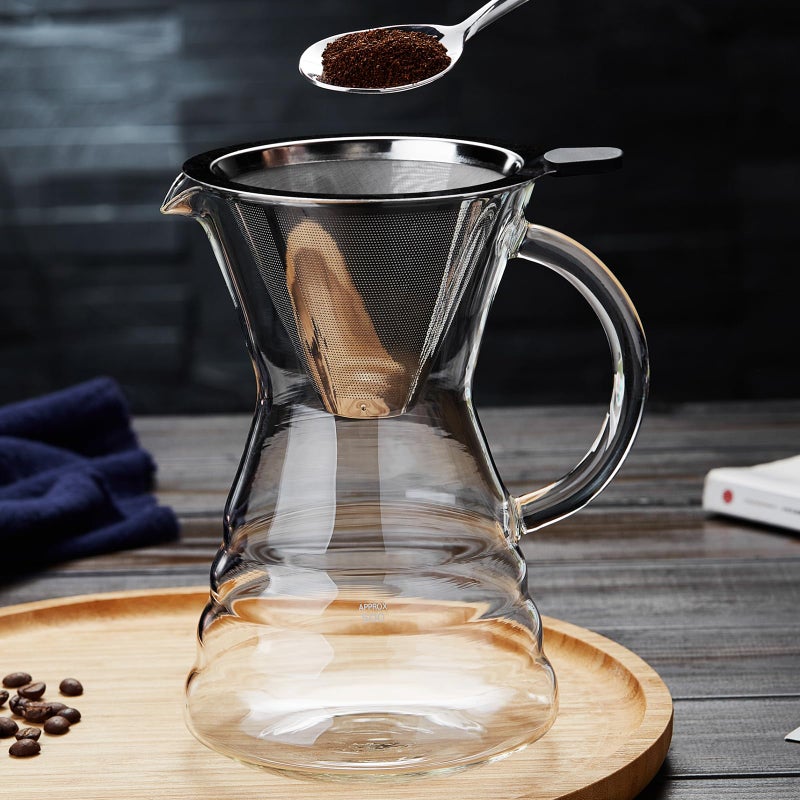 Unbreakable - Pour Over Coffee Maker with Permanent Stainless Filter 27 fl oz, Thickened Heat-Resistant Borosilicate Glass Dripper Coffee Brewer, Stovetop Safe - Image 2