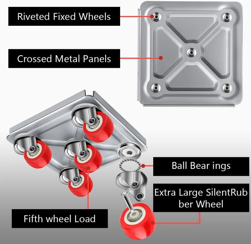 HASTHIP Furniture Movers, 5-wheel Furniture Moving Dolly 600kg Loading Capacity Moving Dolly with Lifting Tool Anti-slip Furniture Dolly for Table, Sofa, Plant Pot, Home Appliances - Image 3