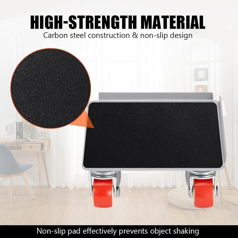 HASTHIP Furniture Movers, 5-wheel Furniture Moving Dolly 600kg Loading Capacity Moving Dolly with Lifting Tool Anti-slip Furniture Dolly for Table, Sofa, Plant Pot, Home Appliances - Image 5