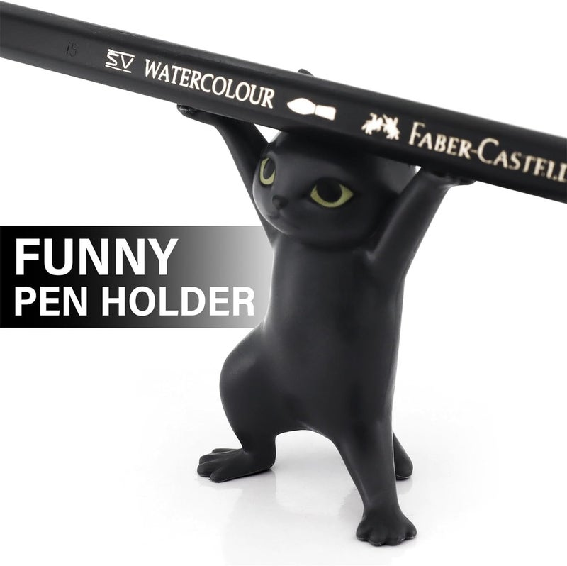 ATHAND Cute Stuff Home Decor Fun Kitty Decoration for Desk Shelf Magnetic Dance Cat Airpod Holder Headphone Earbuds Holder for Apple AirPods 1& 2 3 Pro, Unique Birthday Bday Gifts Ideas (Black) - Image 5