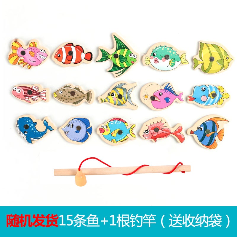 Factory Wooden Magnetic Fish Young Children Baby Hands-On Parent-Child Game Kindergarten Materials Fishing Toys - Image 1