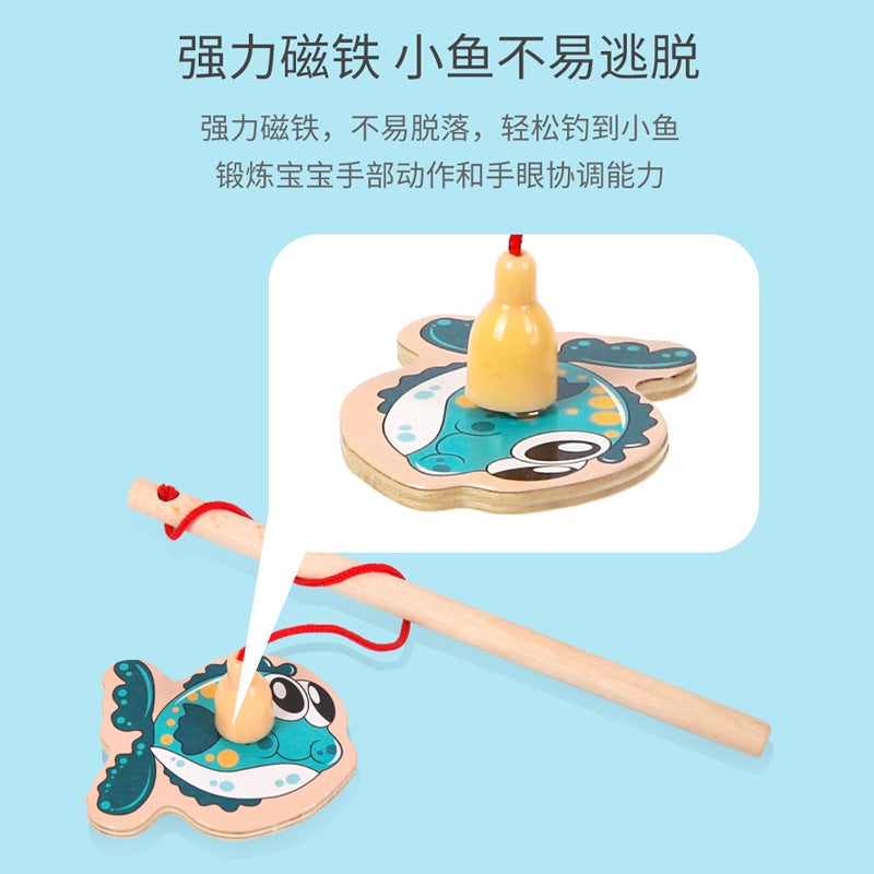 Factory Wooden Magnetic Fish Young Children Baby Hands-On Parent-Child Game Kindergarten Materials Fishing Toys - Image 5