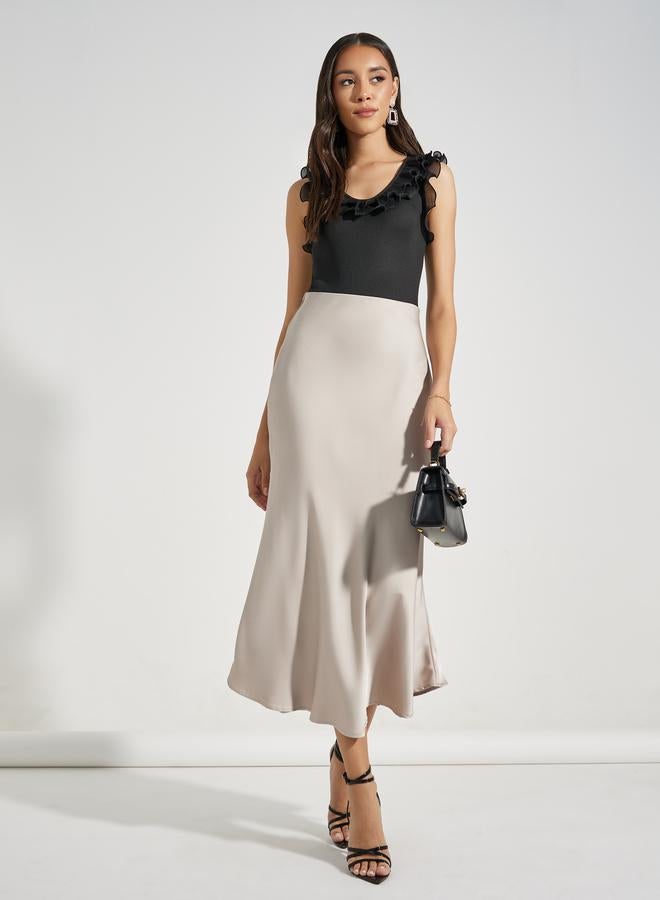 Solid Knit Sleeveless Bodysuit with Ruffles