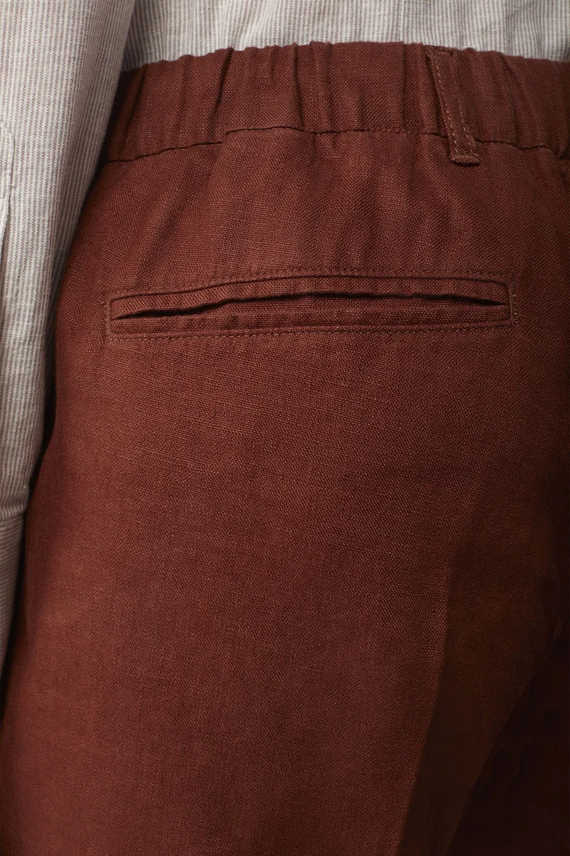 Doppelganger Orange Men's 100% linen Bermuda shorts, regular fit - Rust for Men | Best Price UAE