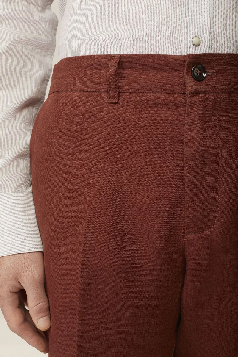 Doppelganger Orange Men's 100% linen Bermuda shorts, regular fit - Rust for Men | Best Price UAE