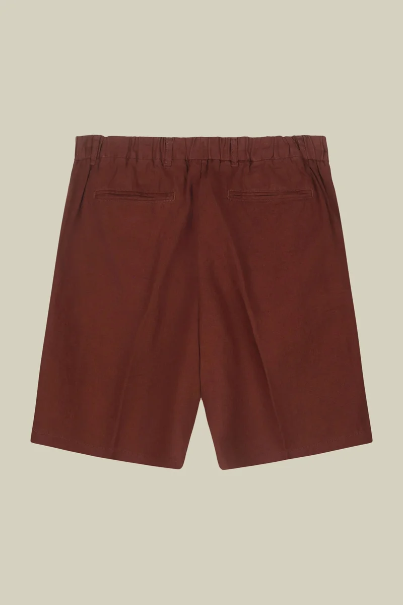 Doppelganger Orange Men's 100% linen Bermuda shorts, regular fit - Rust for Men | Best Price UAE