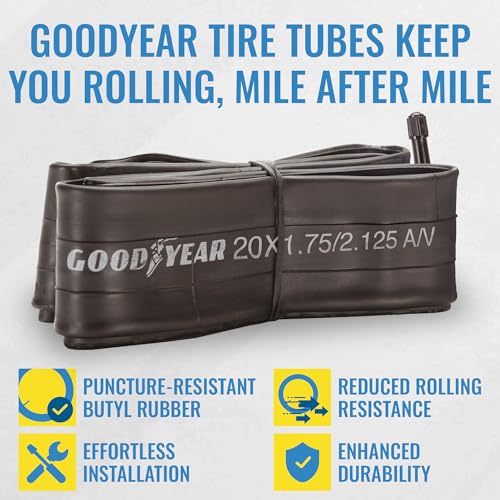 Goodyear Bicycle Tube, 20 X 1.75/2.125 - 20-inch Bike Tube with Butyl Rubber - Dependable Mountain Bike Tubes for Premium Cycling - 20 X 1.75/2.125 - Image 2