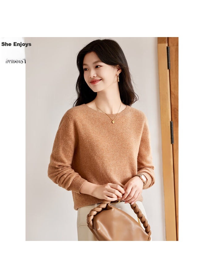She Enjoys 100% Pure Wool Sweater, Women's Round Neck, Warm Top, Autumn And Winter Inner Layer, Base Layer, Knitted Sweater, T144z8004 - Image 4