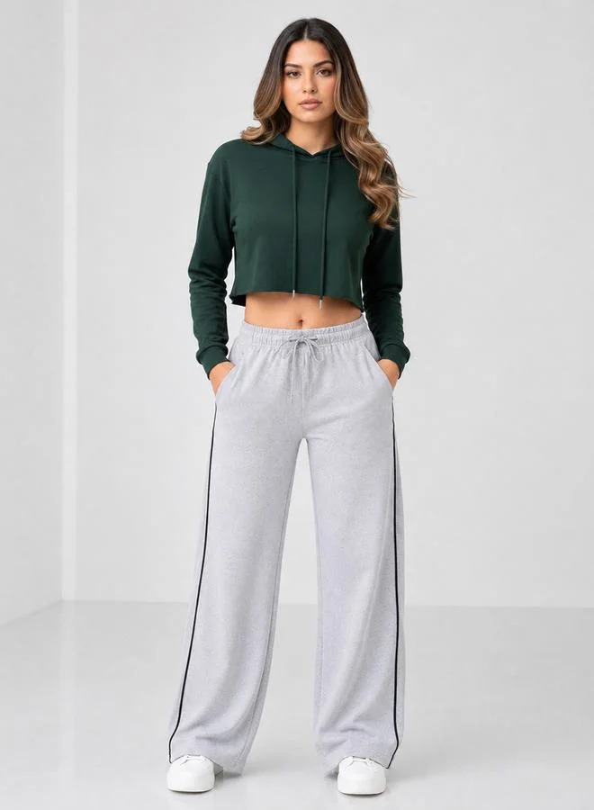 تايك تو Grey Solid Relaxed Fit Wide Leg joggers By Gravt