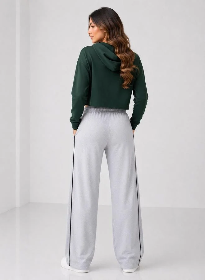 تايك تو Grey Solid Relaxed Fit Wide Leg joggers By Gravt