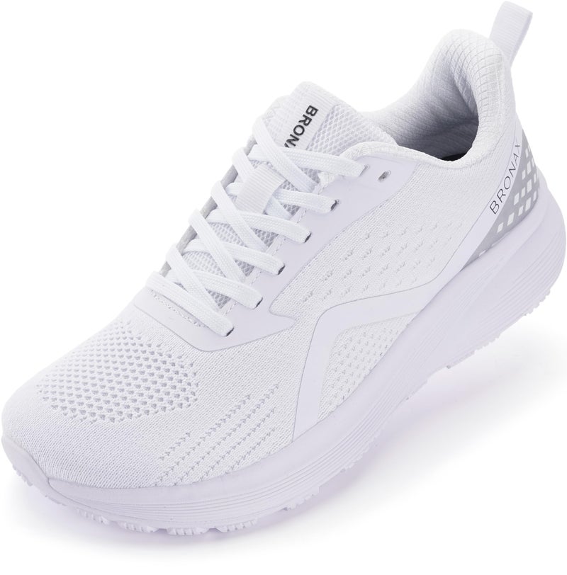BRONAX Womens Wide Road Running Shoes Lace up Walking Size 8w Tennis Fashion Stylish Lightweight Female Footwear Supportive Sneakers Maternity Pregnant Swollen Light White 39 - Image 1