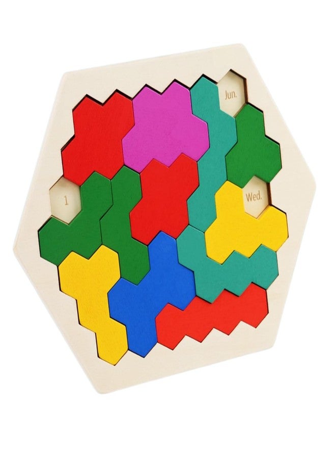 Cubelelo Drift Honeycomb Weekday Calendar Puzzle | A-Puzzle-A-Day | Premium Wooden Challenging Hexagon Shape Tetris Tangram Brain Storming Toy for Kids & Adults | Ideal Gift for Ages 3 and Above - Image 1