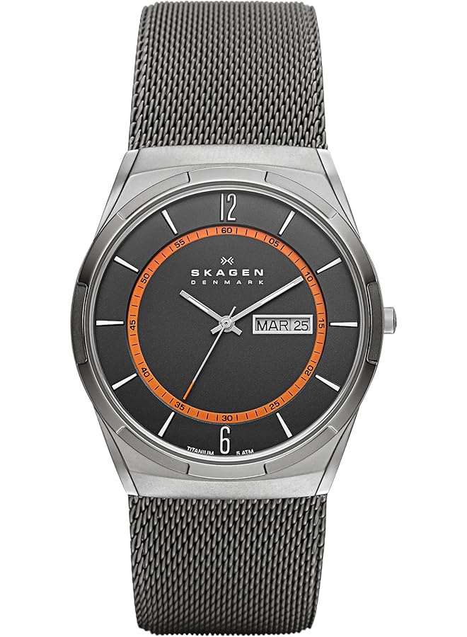 Skagen Men Titanium Watch With Orange Accents - Image 1