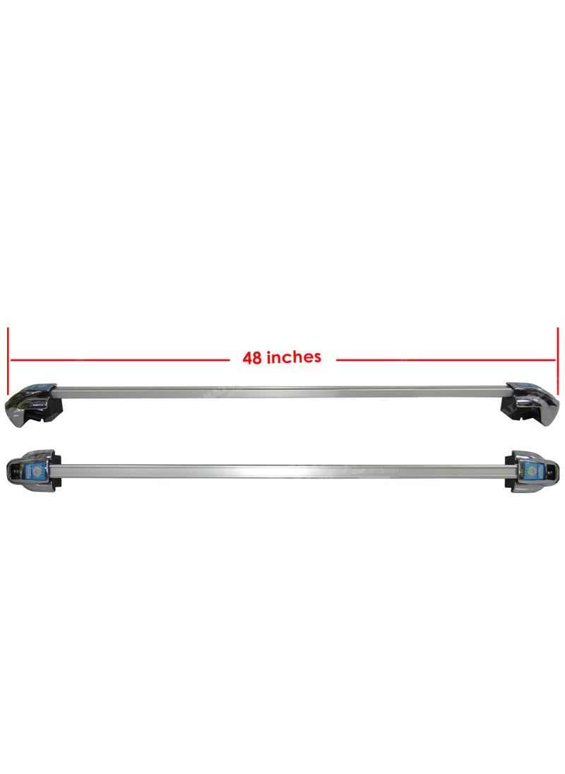 Al Khateeb 2Pcs 48" Universal Crossbar, Lockable Roof Rack With Mouting Clamp 