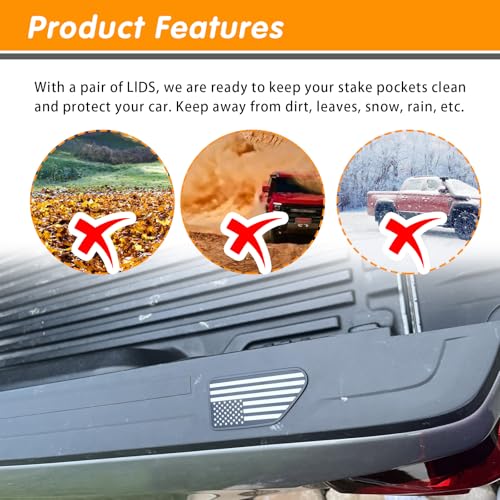 ijuicy 2 PCS Truck Bed Rail Stake Pocket Cover, American Flag Pattern Stake Pocket Covers, Truck Bed Accessories Compatible with 2019-2024 Chevy Silverado/GMC Sierra 1500 2500HD 3500HD (Black&White) - Image 3