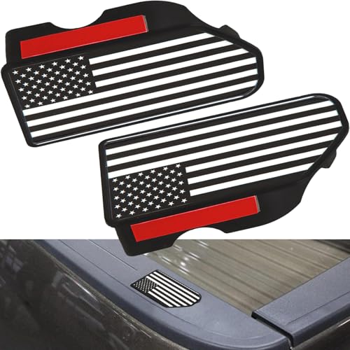ijuicy 2 PCS Truck Bed Rail Stake Pocket Cover, American Flag Pattern Stake Pocket Covers, Truck Bed Accessories Compatible with 2019-2024 Chevy Silverado/GMC Sierra 1500 2500HD 3500HD (Black&White) - Image 1