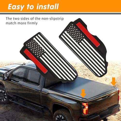 ijuicy 2 PCS Truck Bed Rail Stake Pocket Cover, American Flag Pattern Stake Pocket Covers, Truck Bed Accessories Compatible with 2019-2024 Chevy Silverado/GMC Sierra 1500 2500HD 3500HD (Black&White) - Image 2