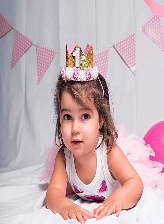 Happy Space HAPPYSPACE Birthday Crown/Hairband/Headband/tiara For 1yr/2yr/3yr (1 Year, Pink), Birthday cap for baby girl 1year - Image 5