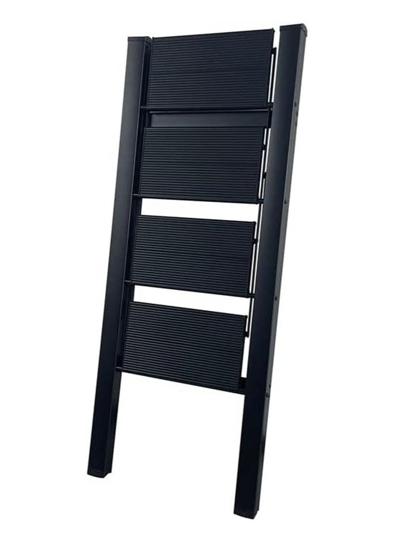VIO - Step Ladder Portable Folding Step Stool Anti-Slip Wide Pedal Stepladders for Kitchen Home Office Garage Use Space Saving 4 Step Ladder Black - Image 1