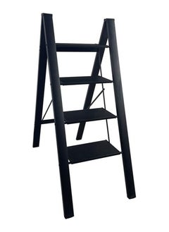 Step Ladder Portable Folding Step Stool Anti-Slip Wide Pedal Stepladders for Kitchen Home Office Garage Use Space Saving 4 Step Ladder Black