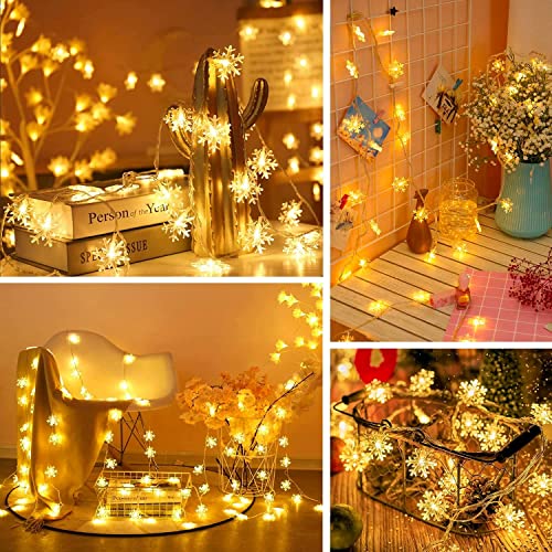 Desidiya® Christmas Decoration Lights, Snowflake String Lights Electric Corded Indoor Christmas Decorations, Waterproof Outdoor Light for Xmas Garden Patio Bedroom Party Decor - Warm White - Image 3