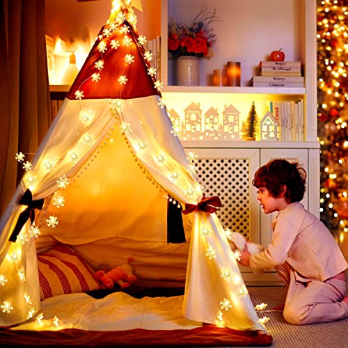 Desidiya® Christmas Decoration Lights, Snowflake String Lights Electric Corded Indoor Christmas Decorations, Waterproof Outdoor Light for Xmas Garden Patio Bedroom Party Decor - Warm White - Image 2