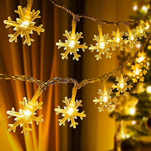 Desidiya® Christmas Decoration Lights, Snowflake String Lights Electric Corded Indoor Christmas Decorations, Waterproof Outdoor Light for Xmas Garden Patio Bedroom Party Decor - Warm White - Image 1