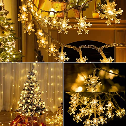 Desidiya® Christmas Decoration Lights, Snowflake String Lights Electric Corded Indoor Christmas Decorations, Waterproof Outdoor Light for Xmas Garden Patio Bedroom Party Decor - Warm White - Image 5