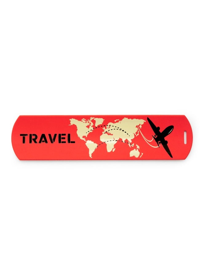 KIKKERLAND Red Slap Luggage Tag | Privacy Cover, Silicone Travel Bag Tag, Wrap-Around Handle Design, Red - Image 4