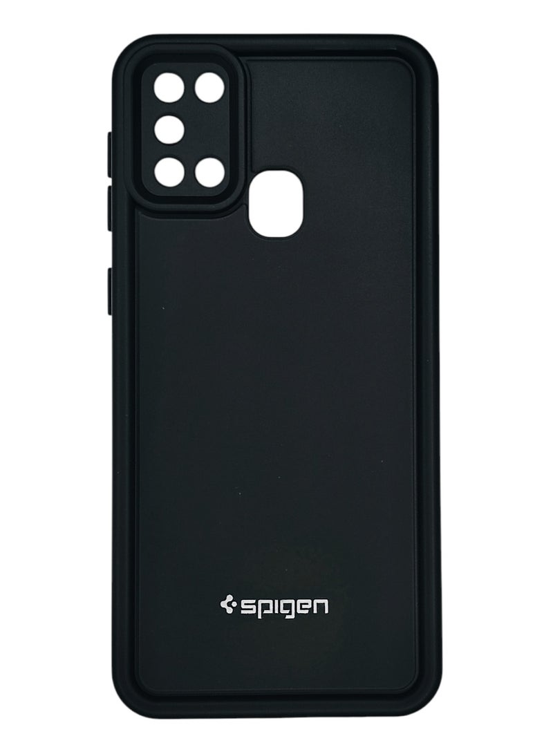 سبايجن جراب سيليكون و حامي للكاميرا لهاتف Samsung Galaxy M31 - أسود