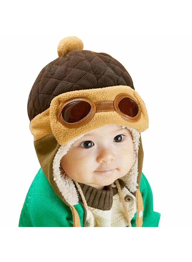 XYX Crochet Earflap Pilot Hats Rabbit Ears Beanie Cap Winter Warm Knit Caps for Toddlers Baby Girls and Boys, Hat-coffee Pink, Medium - Image 2