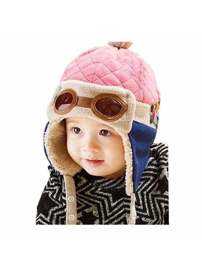 XYX Crochet Earflap Pilot Hats Rabbit Ears Beanie Cap Winter Warm Knit Caps for Toddlers Baby Girls and Boys, Hat-coffee Pink, Medium - Image 3