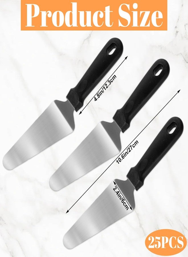 LOLYSIC 25 Pcs Pizza Spatula Set, Stainless Steel Pie Server & Cake Cutter with Non Slip Plastic Handle, Rustproof Baking Triangular Spade for Pizza, Cake, Dessert, and Pie Serving - Image 2