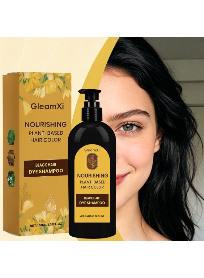 جليمكسي شامبو صبغ الشعر بلون الكستناء من GleamXi، شامبو لون شعر مغذي نباتي، صبغة شعر سهلة الاستخدام في المنزل لتغطية الشعر الأبيض، لون شعر كستنائي طبيعي يدوم طويلاً - Image 1