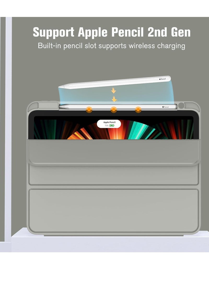 vesus iPad Pro 12.9 Inch Case (2022/2021/2020, 6th/5th/4th Gen) â€“ Smart Case with Pencil Holder, Touch ID & Auto Wake/Sleep, Auto 2nd Gen Pencil Charging â€“ Smoky Gray - Image 2