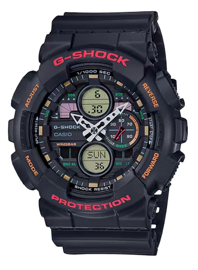G-SHOCK ساعة جي شوك GA-140-1A4DR رياضية للرجال بسوار من الجلد والرقمية - Image 1