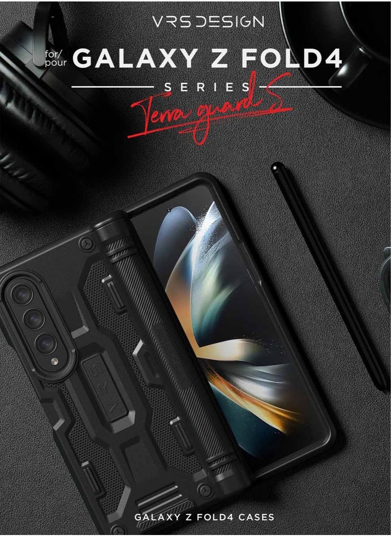 VRS Design - Terra Guard Active S (S-Pen Compartment in Hinge Protection) Case Cover For Samsung Galaxy Z Fold 4 (2022) With Screen Protector - Matte Black (S-Pen NOT Included) - Image 1