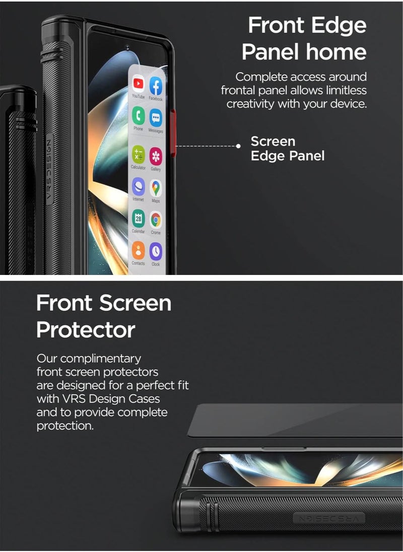 VRS Design - Terra Guard Active S (S-Pen Compartment in Hinge Protection) Case Cover For Samsung Galaxy Z Fold 4 (2022) With Screen Protector - Matte Black (S-Pen NOT Included) - Image 1