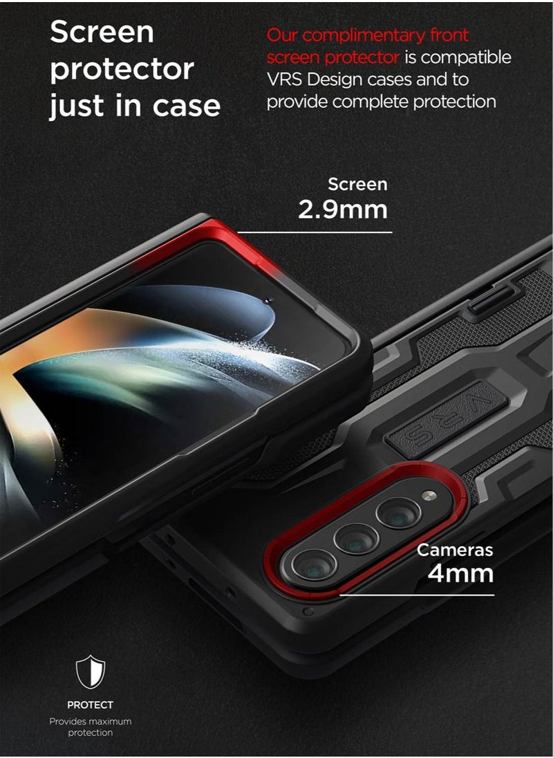 VRS Design - Terra Guard Active S (S-Pen Compartment in Hinge Protection) Case Cover For Samsung Galaxy Z Fold 4 (2022) With Screen Protector - Matte Black (S-Pen NOT Included) - Image 1