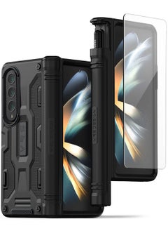 Terra Guard Active S (S-Pen Compartment in Hinge Protection) Case Cover For Samsung Galaxy Z Fold 4 (2022) With Screen Protector - Matte Black (S-Pen NOT Included)