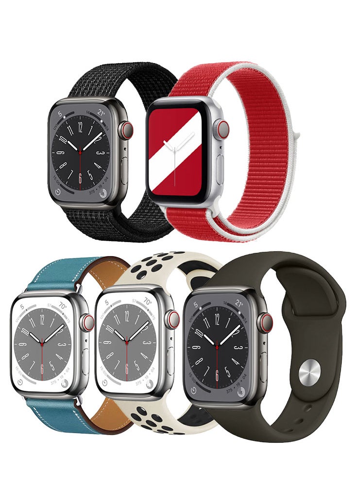Perfii - 5pcs Watch Bands Replacement for Apple Watch Strap Compatible with Apple Watch 42/41/40/38mm Series 10/9/8/7/6/5/4/SE - Image 1