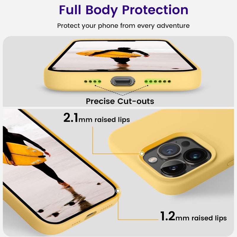OTOFLY Designed for iPhone 14 Pro Max Case, Silicone Shockproof Slim Thin Phone Case for iPhone 14 Pro Max 6.7 inch (Yellow) - Image 5