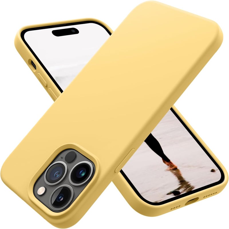 OTOFLY Designed for iPhone 14 Pro Max Case, Silicone Shockproof Slim Thin Phone Case for iPhone 14 Pro Max 6.7 inch (Yellow) - Image 1