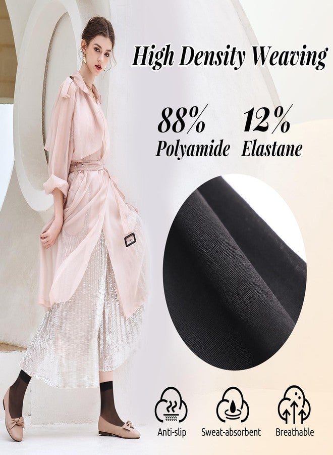 آرونانو جوارب آرونانو النسائية القصيرة، 10 أزواج، جوارب شفافة عالية، ناعمة، ضيقة، مع مقدمة معززة (أسود) - Image 4