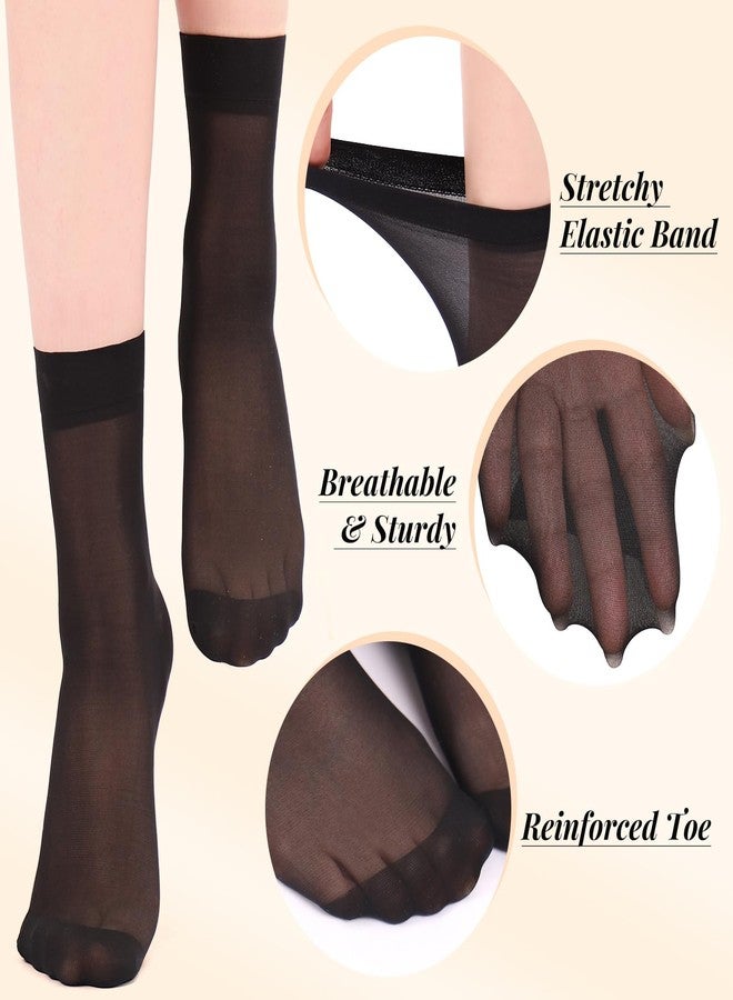 آرونانو جوارب آرونانو النسائية القصيرة، 10 أزواج، جوارب شفافة عالية، ناعمة، ضيقة، مع مقدمة معززة (أسود) - Image 3